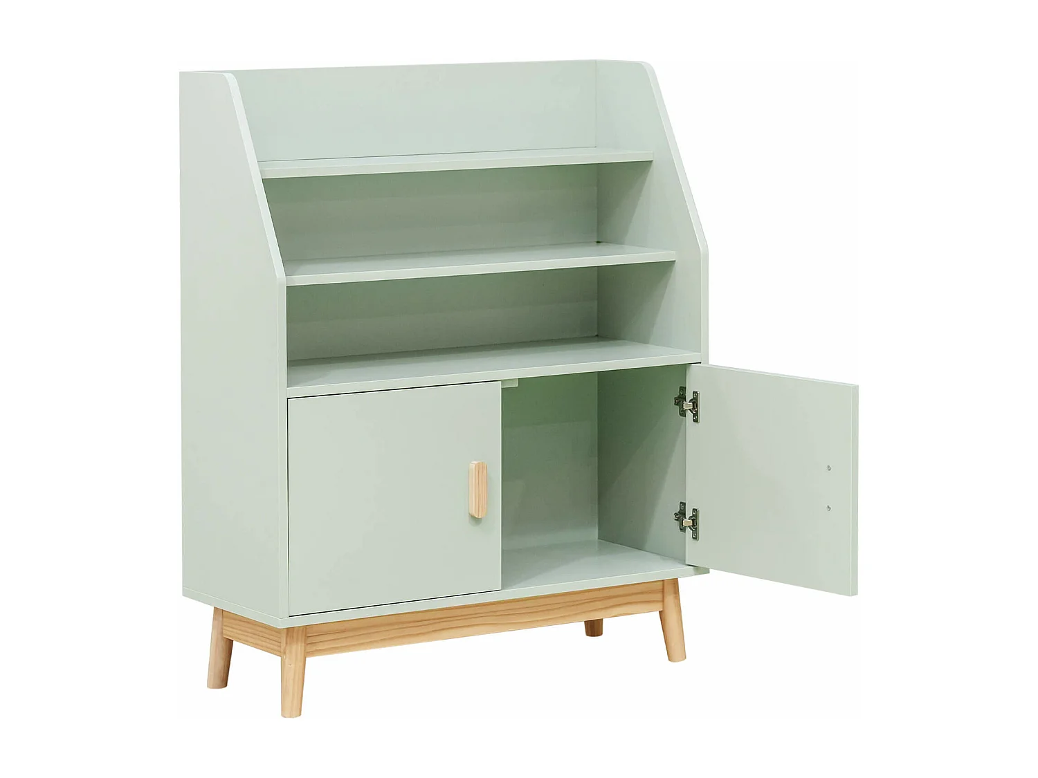 Libreria per Bambini Rebecca Mobili Oroya 100x80x33 MDF Pino Verde Acqua Marrone