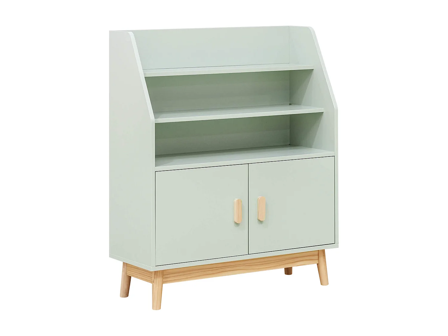 Biblioteca para niños Rebecca Mobili Oroya 100x80x33 MDF Pino Verde agua Marrón