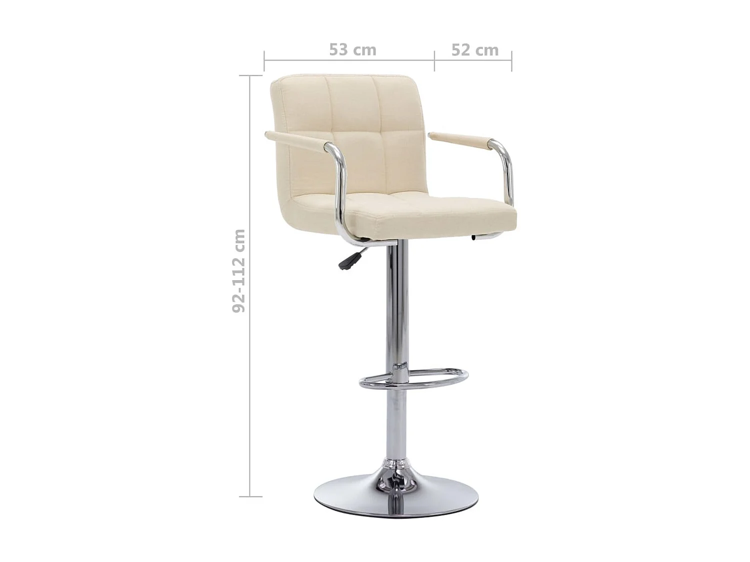 Chaises de bar lot de 2 crème tissu