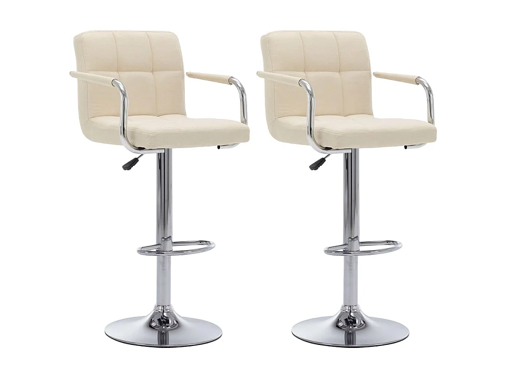 Chaises de bar lot de 2 crème tissu