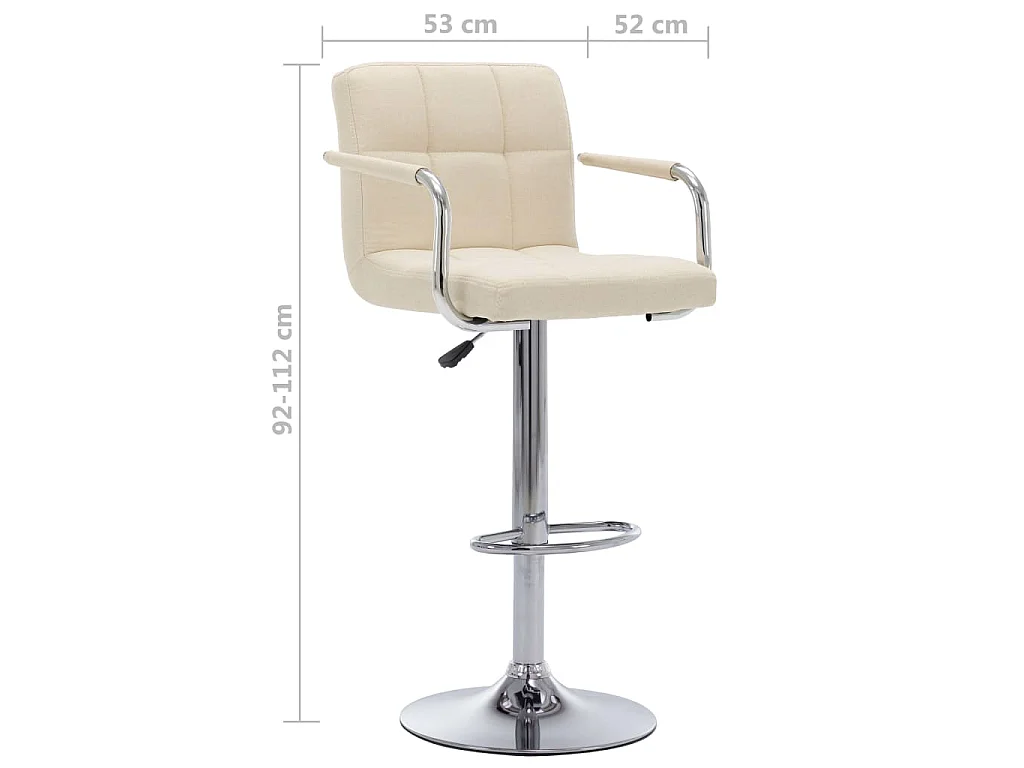 Chaises de bar lot de 2 crème tissu