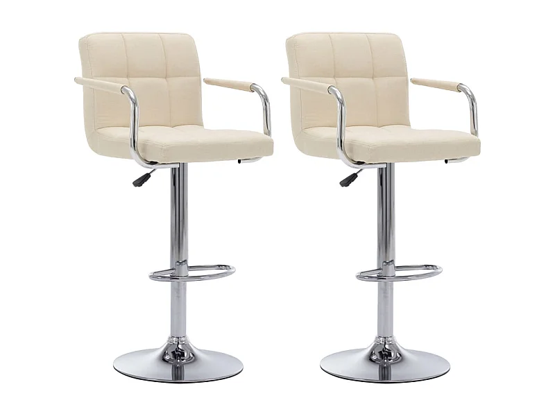 Chaises de bar lot de 2 crème tissu