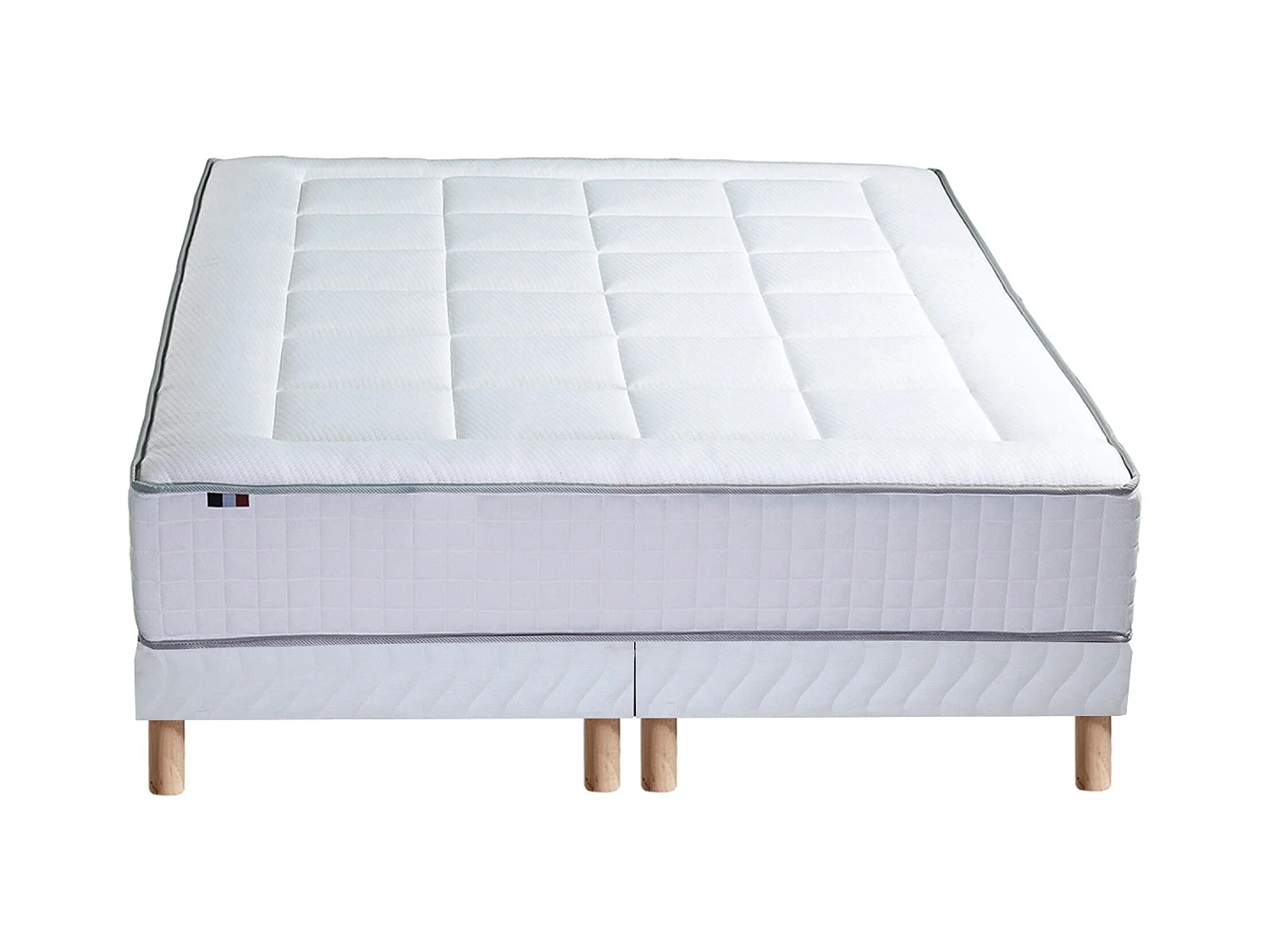 Ensemble matelas Ressorts 7 zones H28cm + sommier PALACIO 2 FABRICATION FRANCAISE Dimensions - 2x90 x 200 cm, Sommier - Blanc