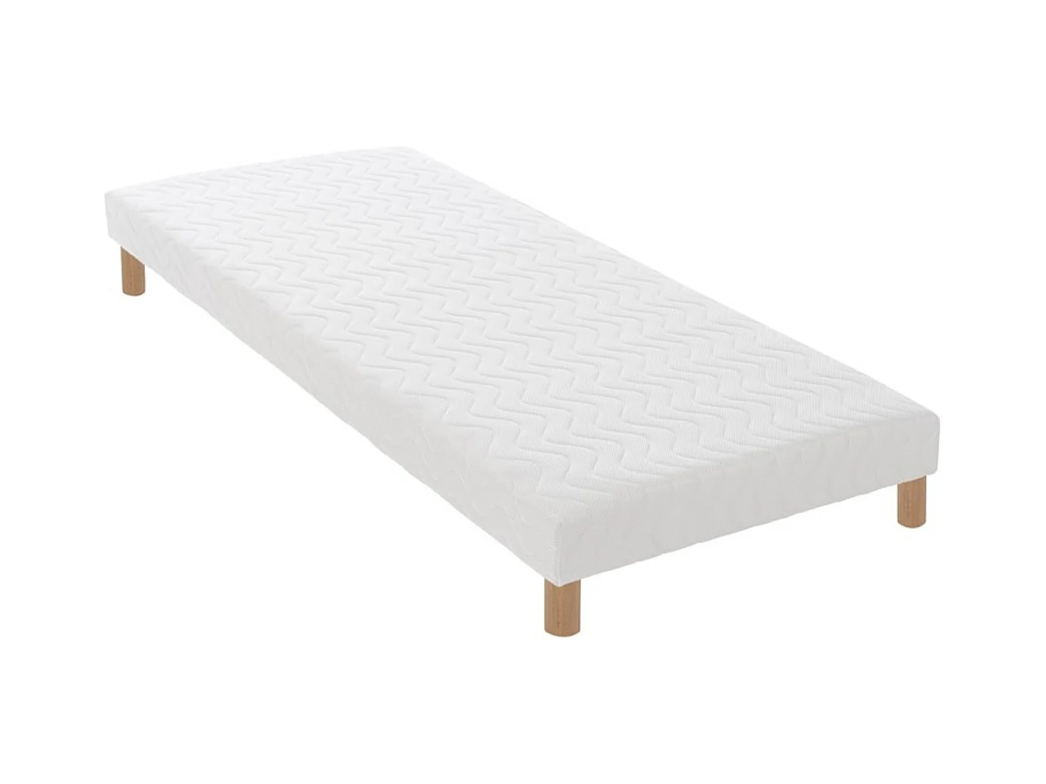 Pack ensemble matelas ressorts ASTRE, sommier, couette et oreillers Dimensions - 90 x 190 cm, Sommier - Blanc