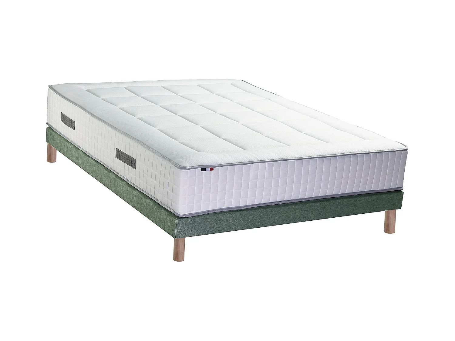 Ensemble matelas Ressorts 7 zones H28cm + sommier PALACIO 2 FABRICATION FRANCAISE Dimensions - 140 x 190 cm, Sommier - Vert celadon
