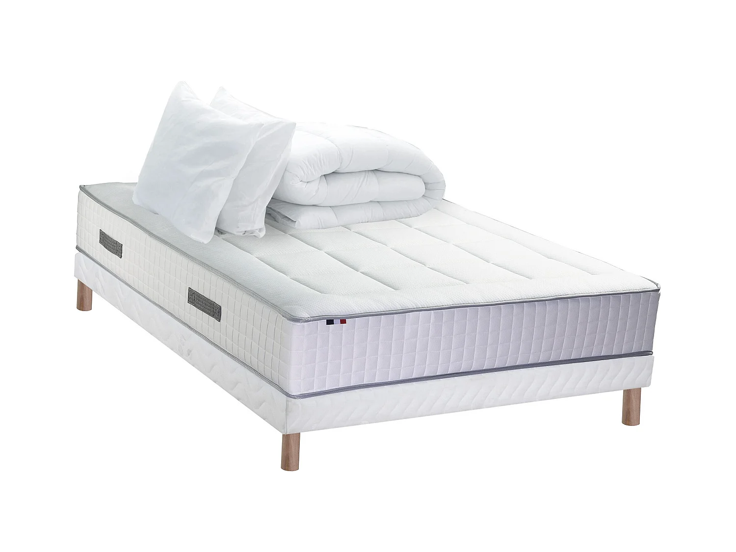 Ensemble BELLAGIO 2, matelas mémoire de forme, sommier et couette Dimensions - 140 x 190 cm, Sommier - Blanc