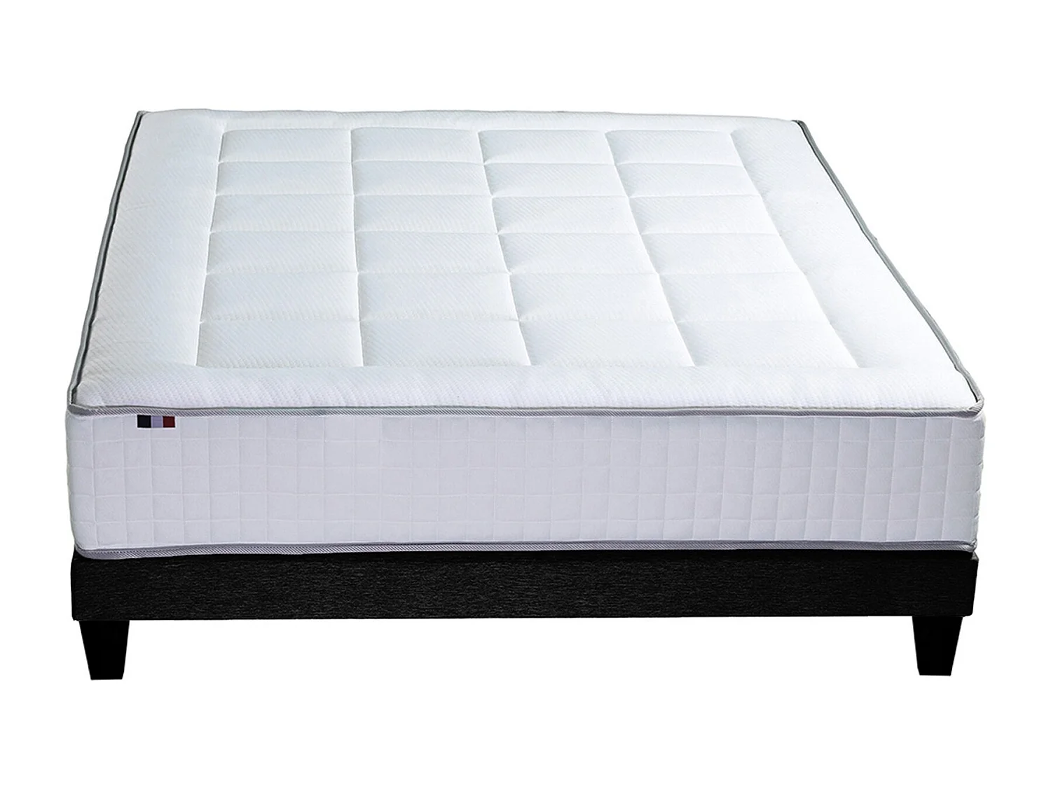 Ensemble matelas Ressort 7 zones + sommier + oreiller + couette - FABRICATION FRANCAISE Dimensions - 140 x 190 cm