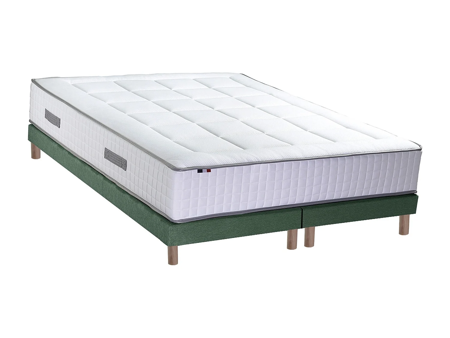 Ensemble matelas Ressorts 7 zones H28cm + sommier PALACIO 2 FABRICATION FRANCAISE Dimensions - 2x90 x 200 cm, Sommier - Vert celadon