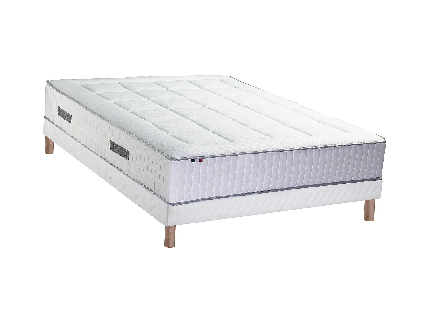 Ensemble matelas Ressorts 7 zones H28cm + sommier PALACIO 2 FABRICATION FRANCAISE Dimensions - 140 x 190 cm, Sommier - Blanc