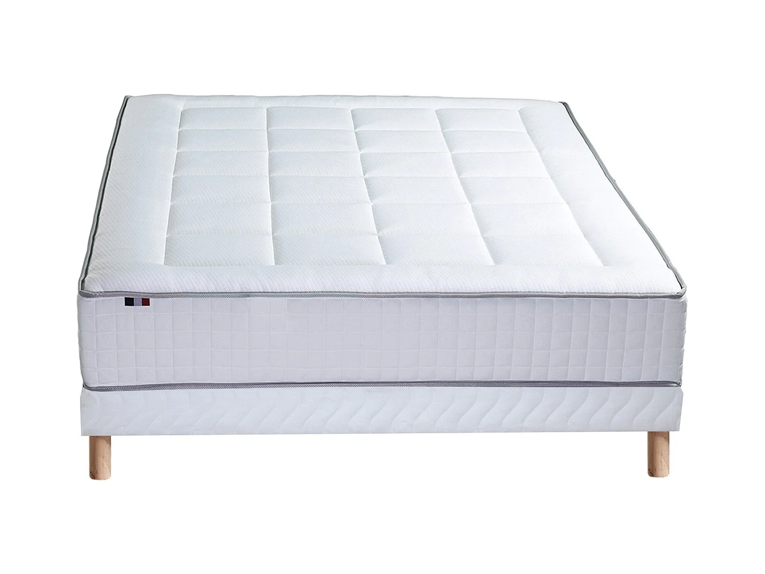 Ensemble matelas Ressorts 7 zones H28cm + sommier PALACIO 2 FABRICATION FRANCAISE Dimensions - 140 x 190 cm, Sommier - Blanc