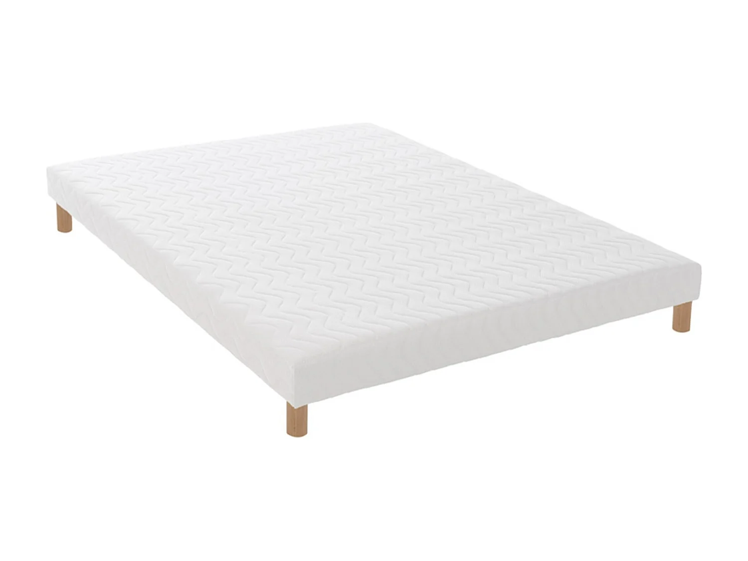Pack ensemble matelas ressorts ASTRE, sommier, couette et oreillers Dimensions - 140 x 190 cm, Sommier - Blanc