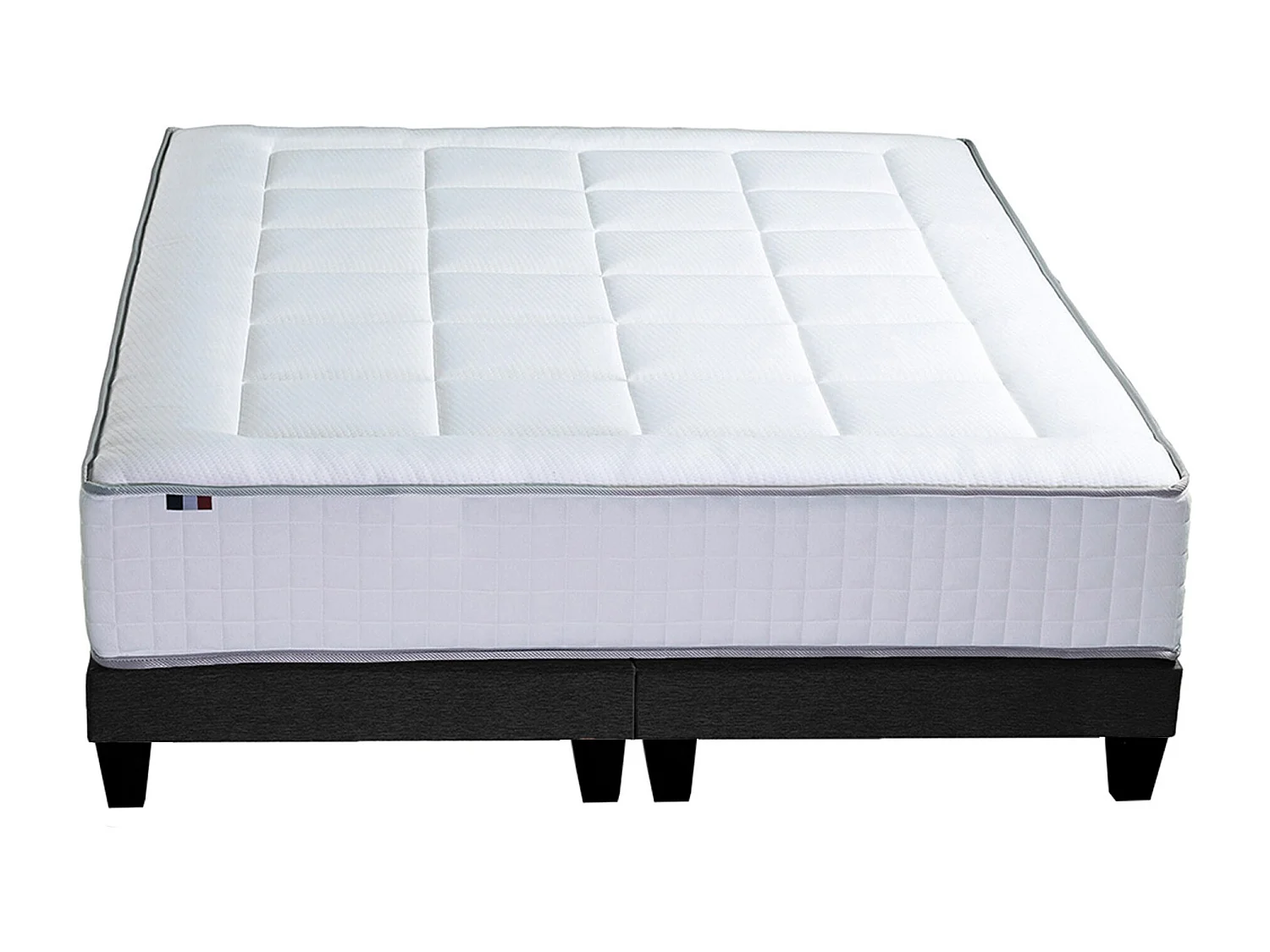 Ensemble matelas Ressort 7 zones + sommier + oreiller + couette - FABRICATION FRANCAISE Dimensions - 2x90 x 200 cm