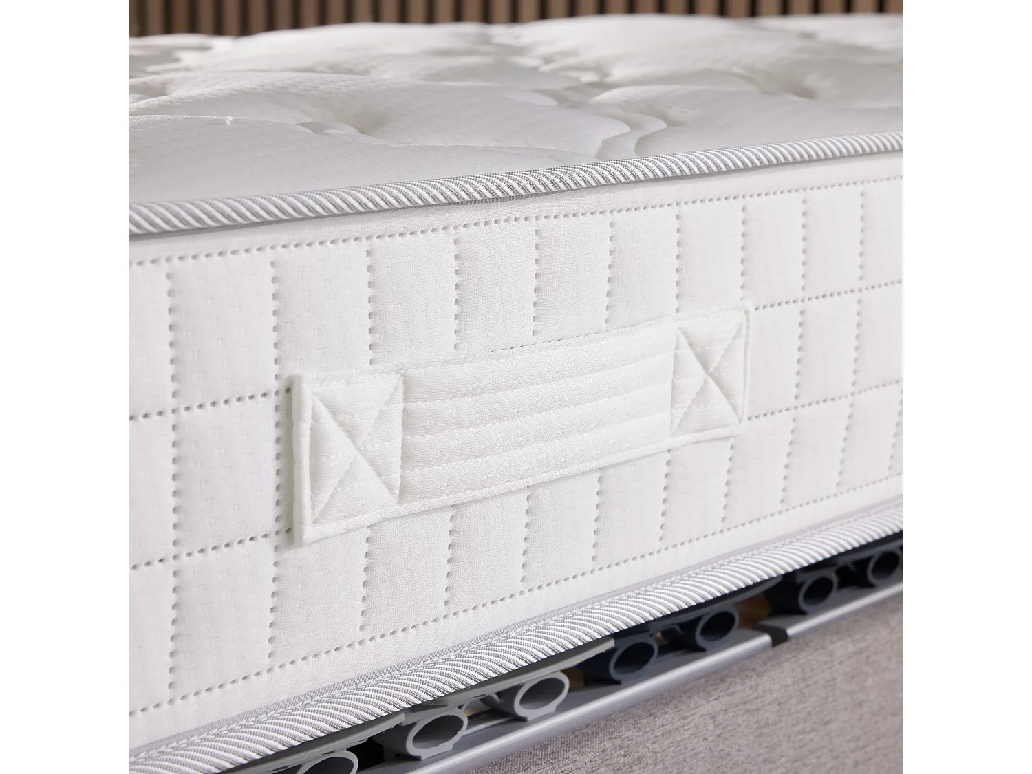 Pack ensemble matelas ressorts ASTRE, sommier, couette et oreillers Dimensions - 140 x 190 cm, Sommier - Bleu denim