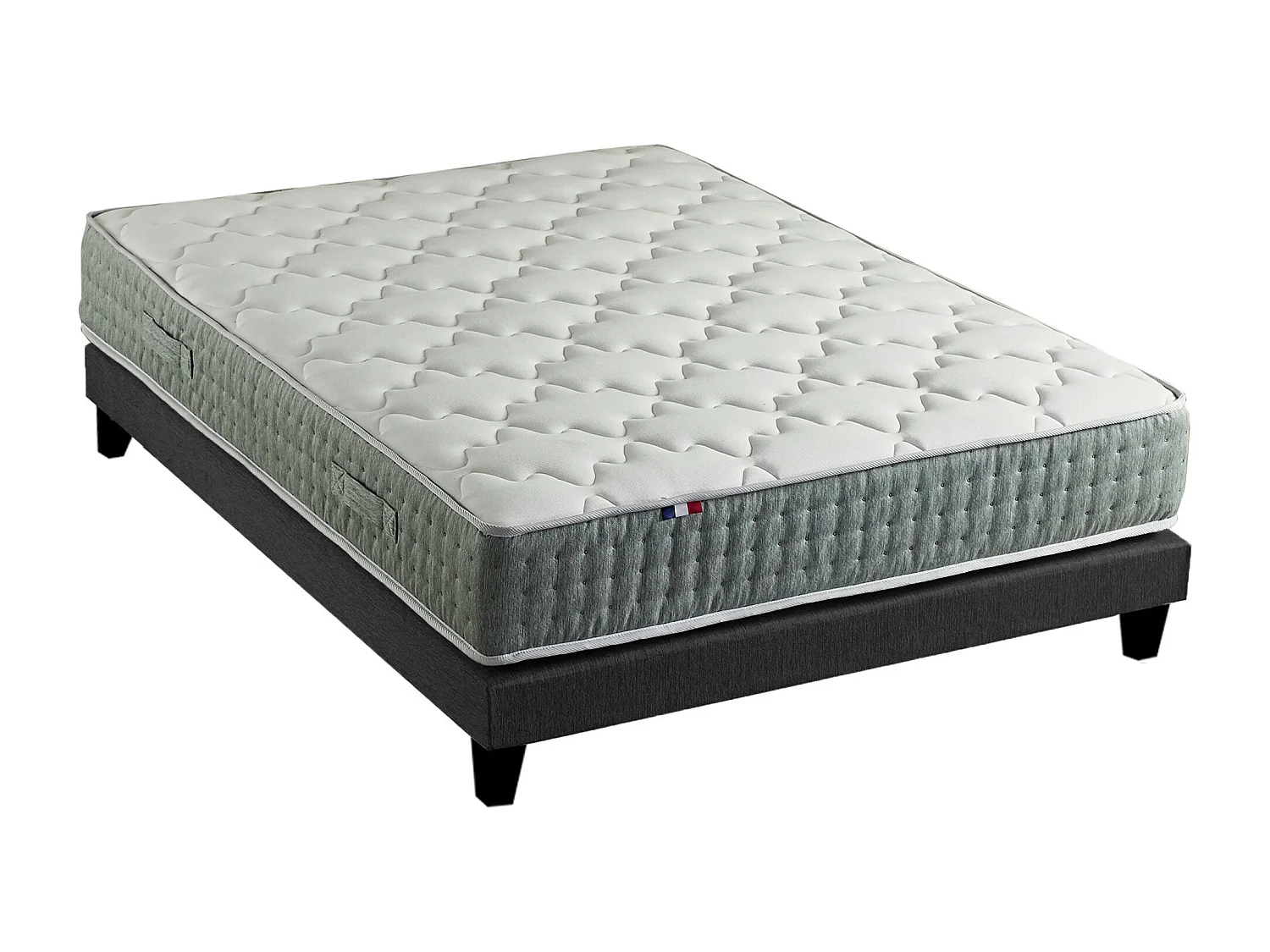 Ensemble matelas à ressorts HYGGE et sommier déco pour un confort optimal Dimensions - 140 x 190 cm, Sommier - Noir