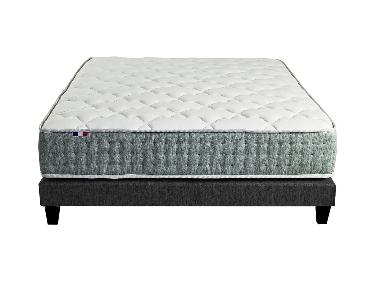 Ensemble matelas à ressorts HYGGE et sommier déco pour un confort optimal Dimensions - 140 x 190 cm, Sommier - Noir