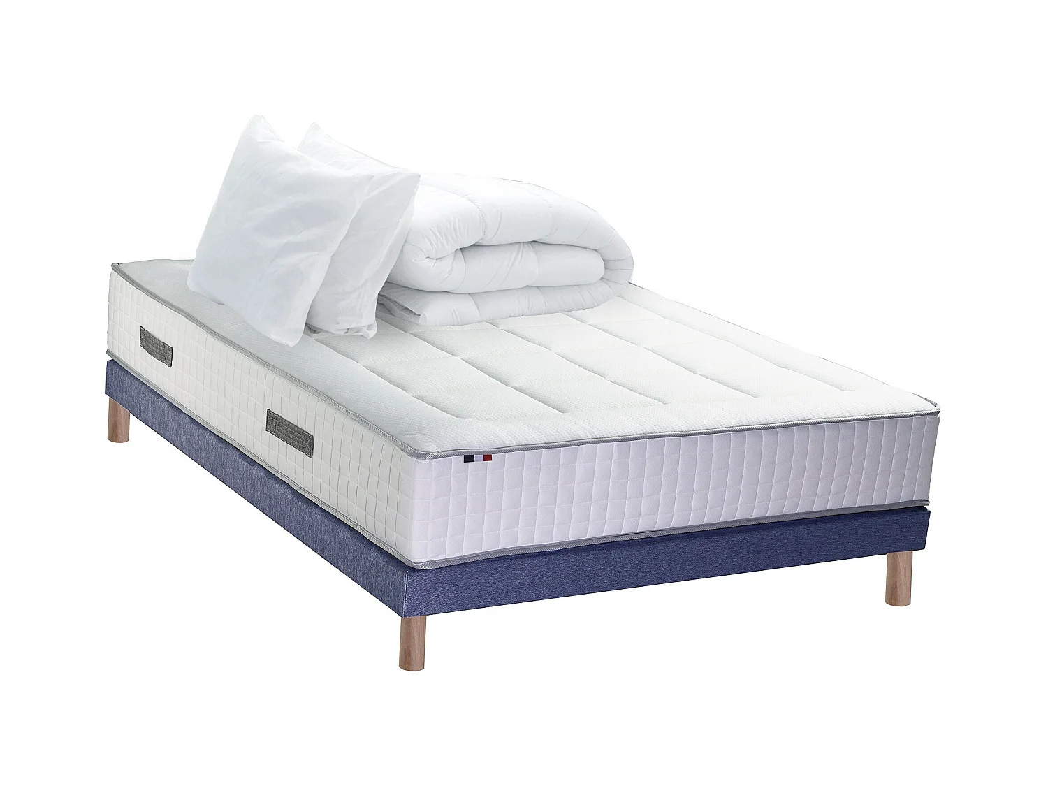 Ensemble BELLAGIO 2, matelas mémoire de forme, sommier et couette Dimensions - 140 x 190 cm, Sommier - Bleu denim