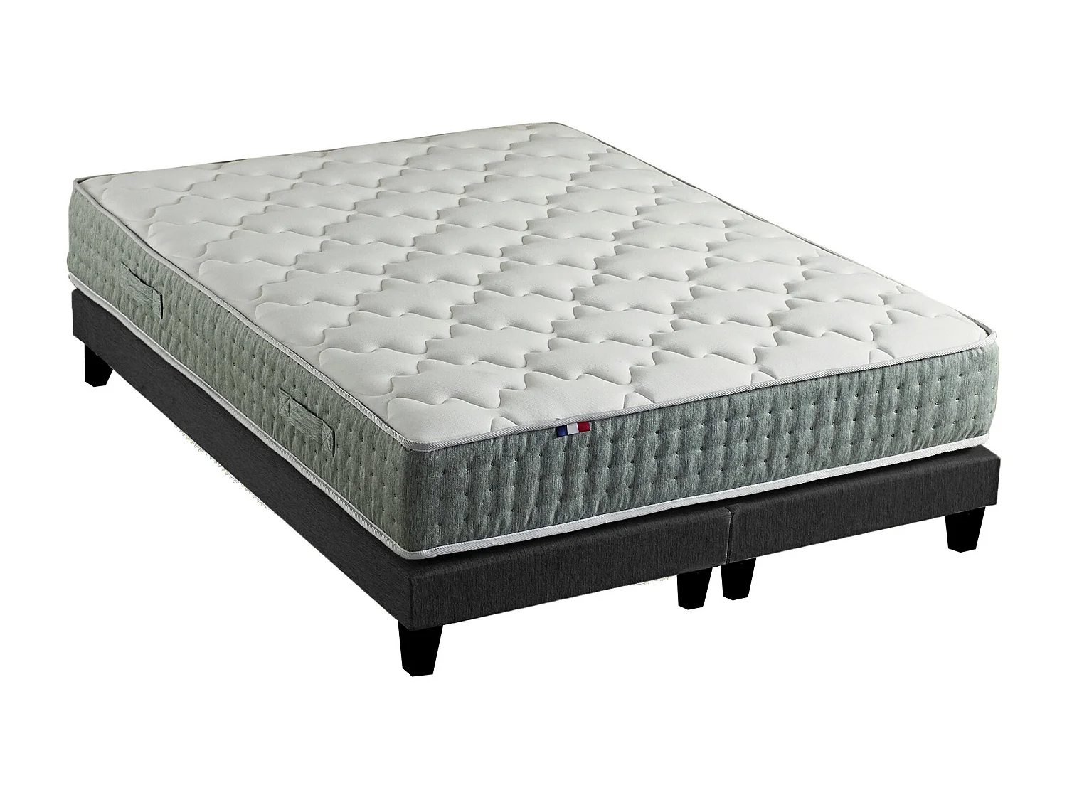 Ensemble matelas à ressorts HYGGE et sommier déco pour un confort optimal Dimensions - 2x90 x 200 cm, Sommier - Noir