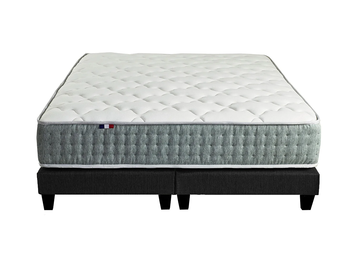 Ensemble matelas à ressorts HYGGE et sommier déco pour un confort optimal Dimensions - 2x90 x 200 cm, Sommier - Noir