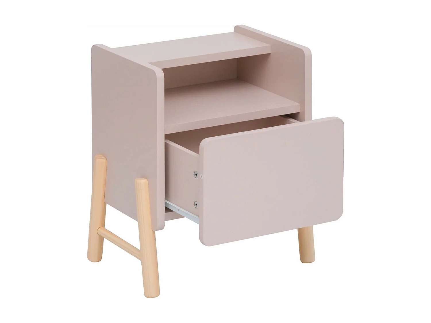 Table de chevet pour enfants Rasam 49x40x30 MDF Pin Rose Marron