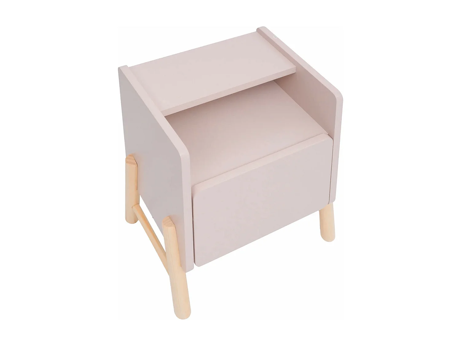 Table de chevet pour enfants Rasam 49x40x30 MDF Pin Rose Marron