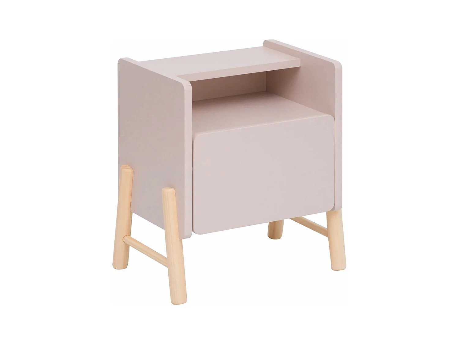 Mesita de noche para niños Rebecca Mobili Rasam 49x40x30 MDF Pino Rosa Marrón
