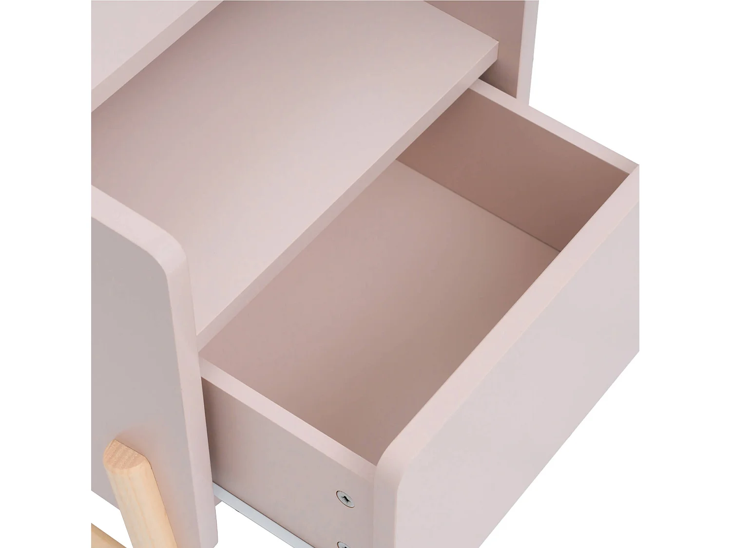 Table de chevet pour enfants Rasam 49x40x30 MDF Pin Rose Marron