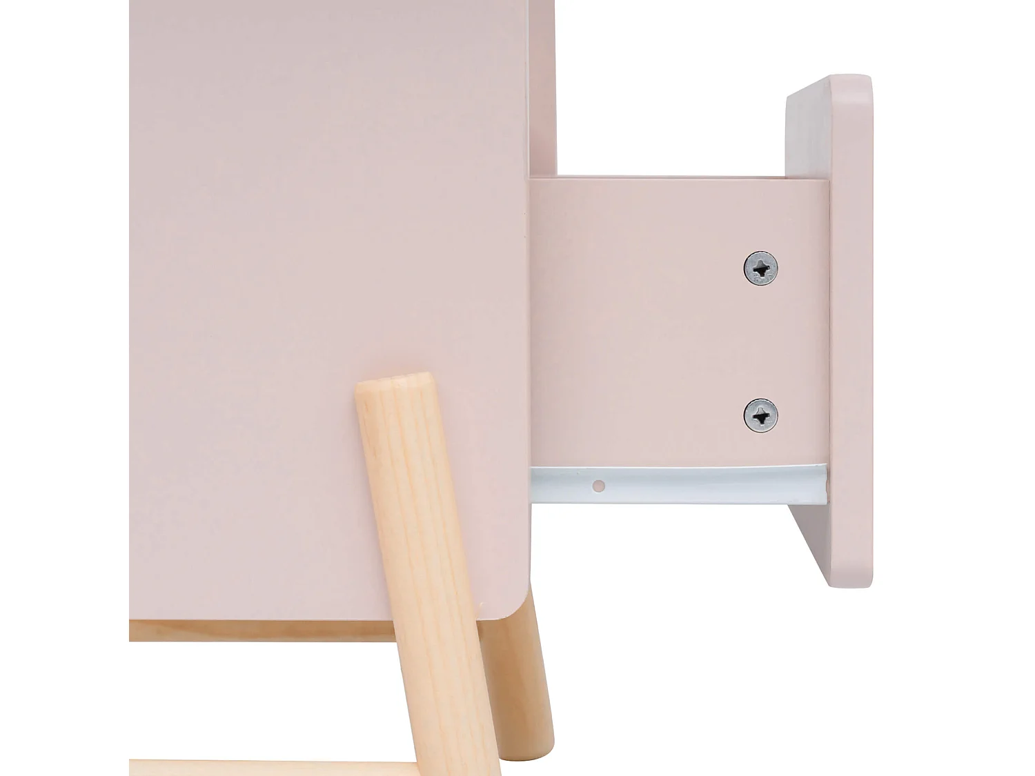 Table de chevet pour enfants Rasam 49x40x30 MDF Pin Rose Marron