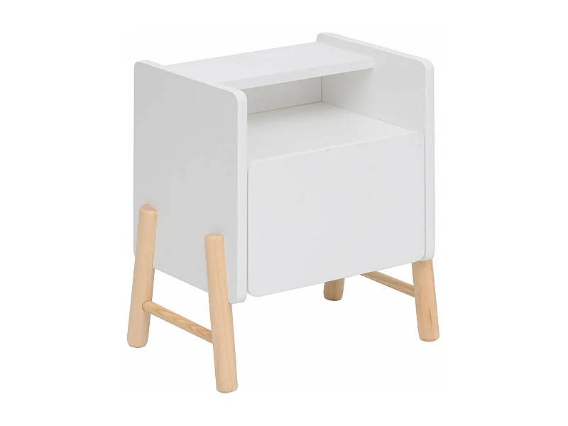 Comodino per Bambini Rebecca Mobili Kelen 49x40x30 MDF Pino Bianco Marrone
