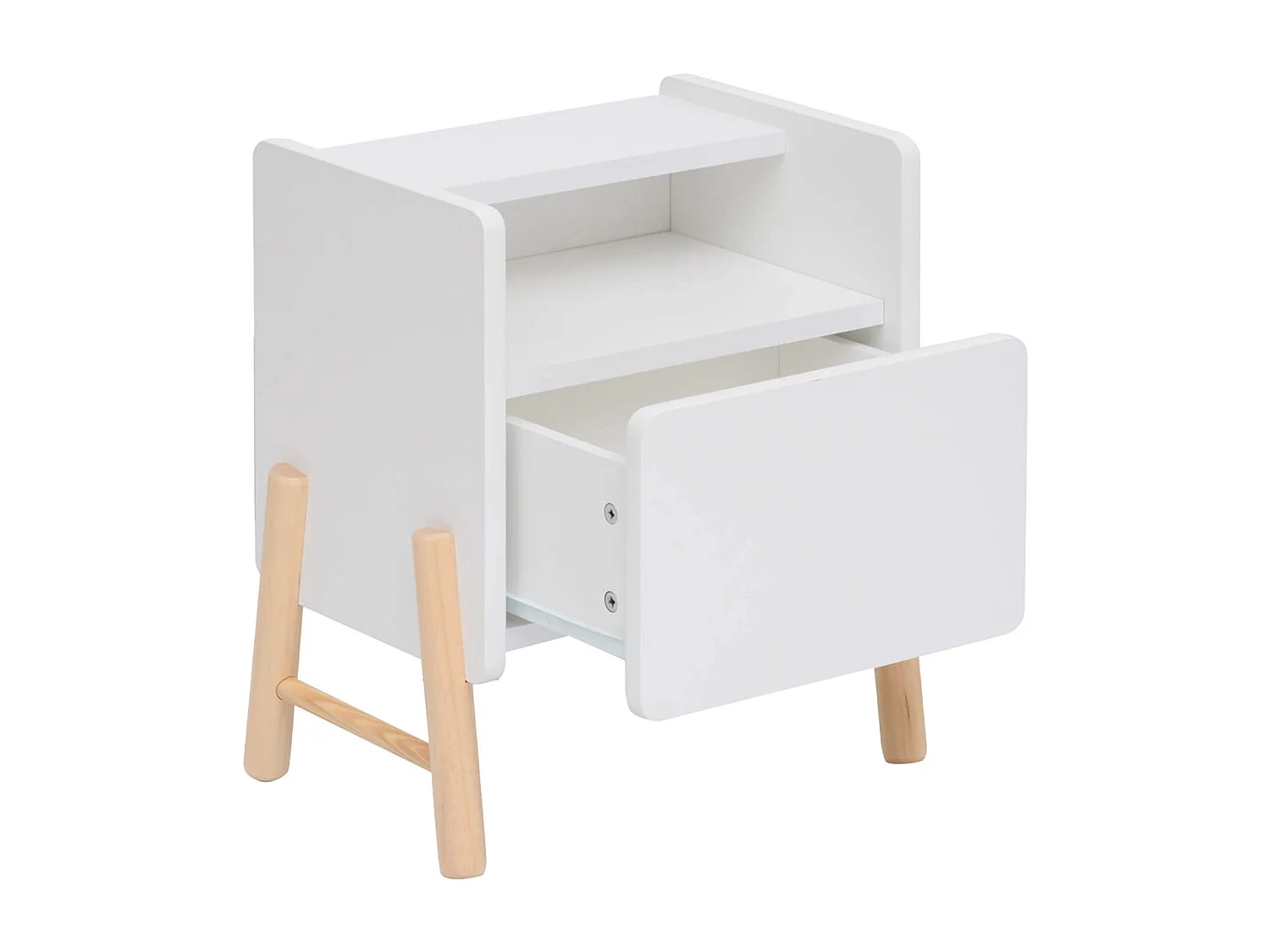 Comodino per Bambini Rebecca Mobili Kelen 49x40x30 MDF Pino Bianco Marrone