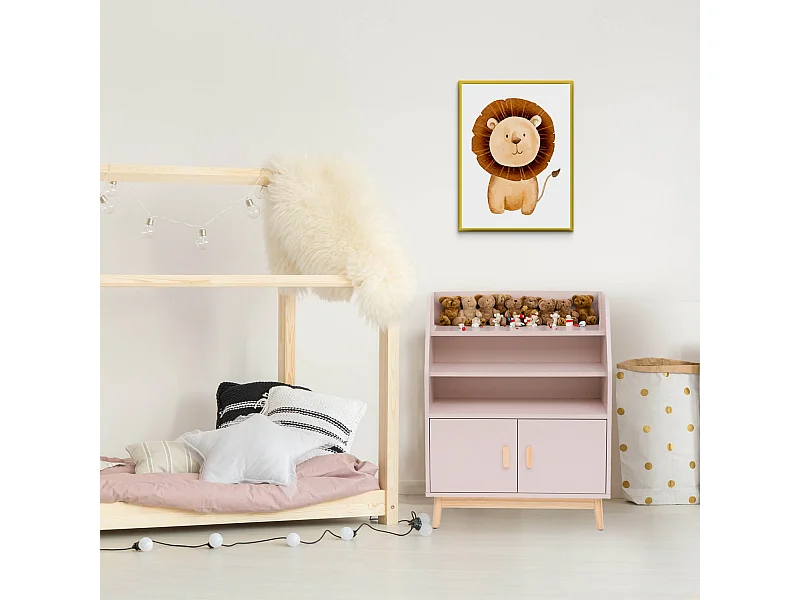 Libreria per Bambini Rebecca Mobili Bataw 100x80x33 MDF Pino Rosa Marrone