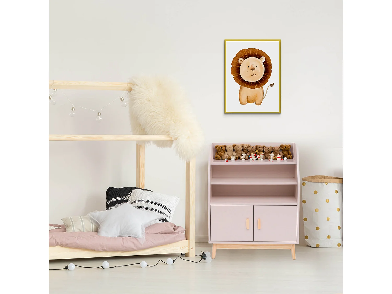 Libreria per Bambini Rebecca Mobili Bataw 100x80x33 MDF Pino Rosa Marrone
