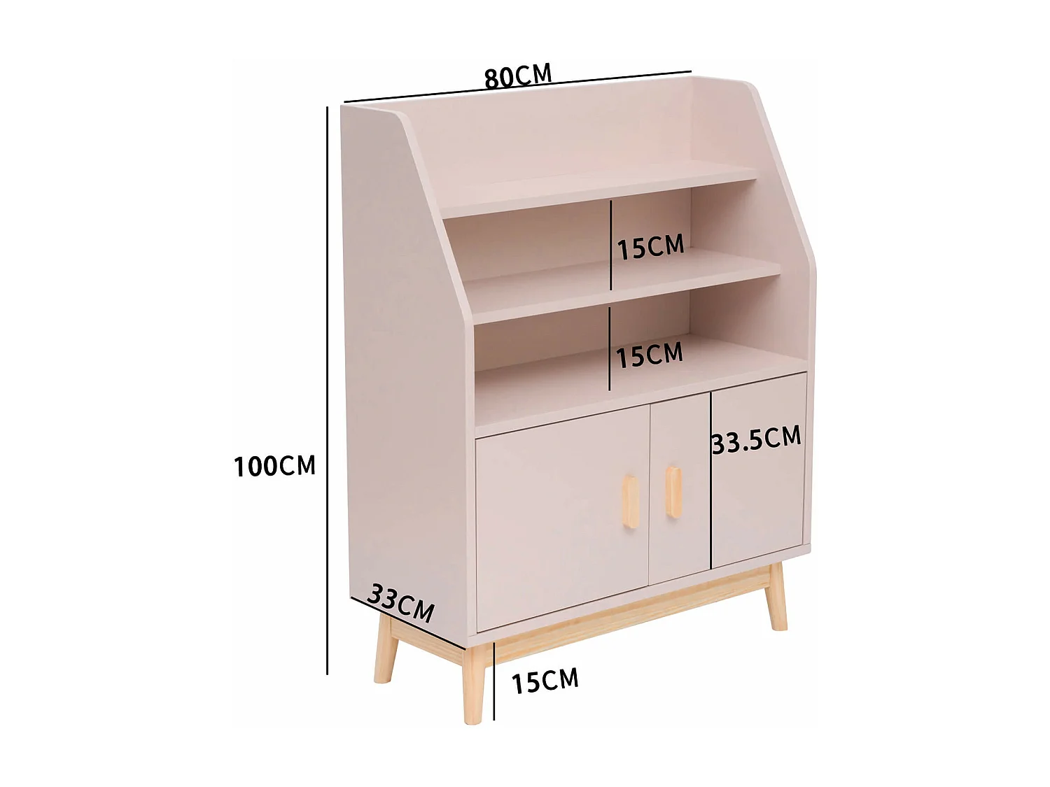 Libreria per Bambini Rebecca Mobili Bataw 100x80x33 MDF Pino Rosa Marrone