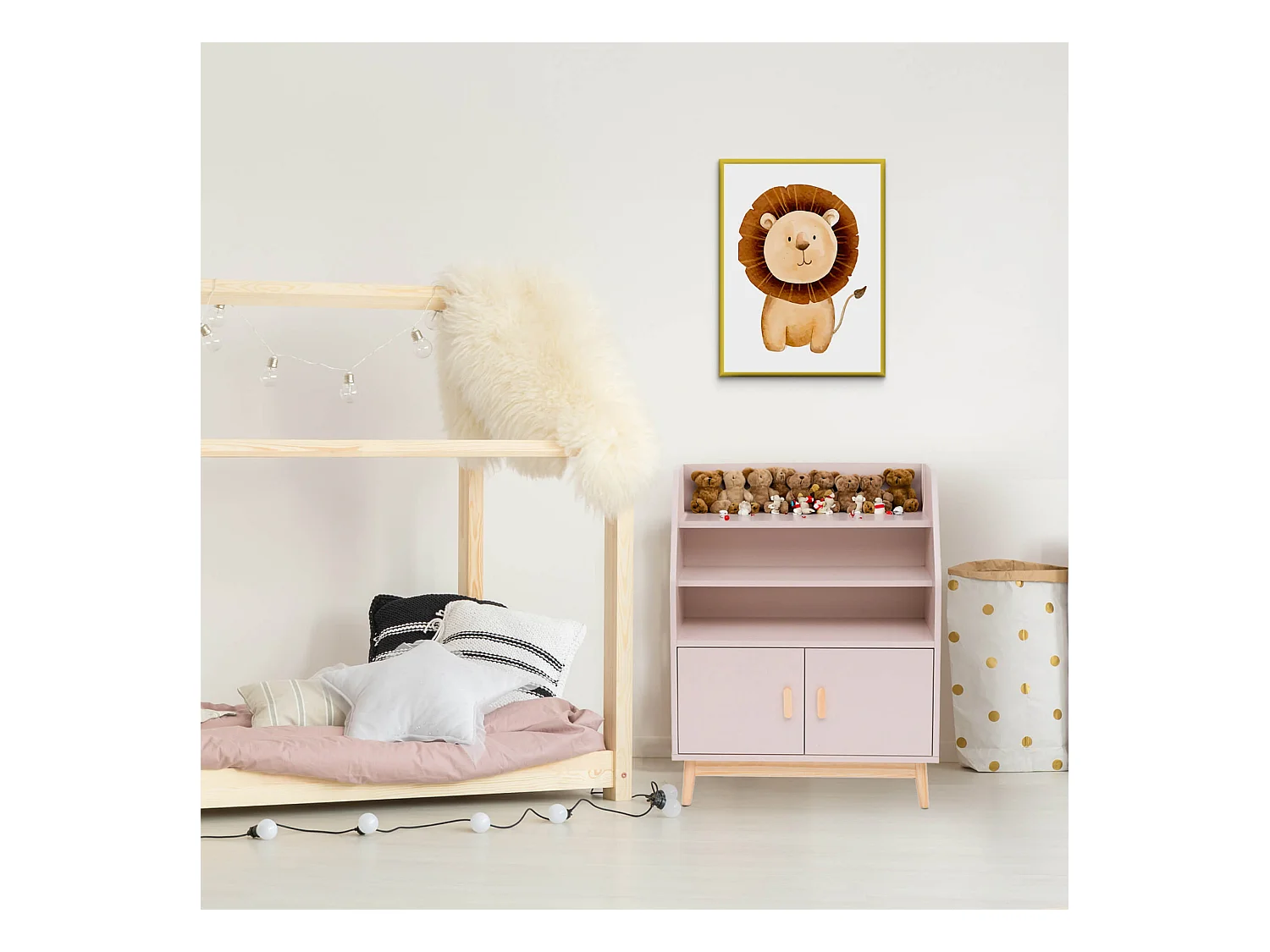 Bibliothèque pour enfants Bataw 100x80x33 MDF Pin Rose Marron