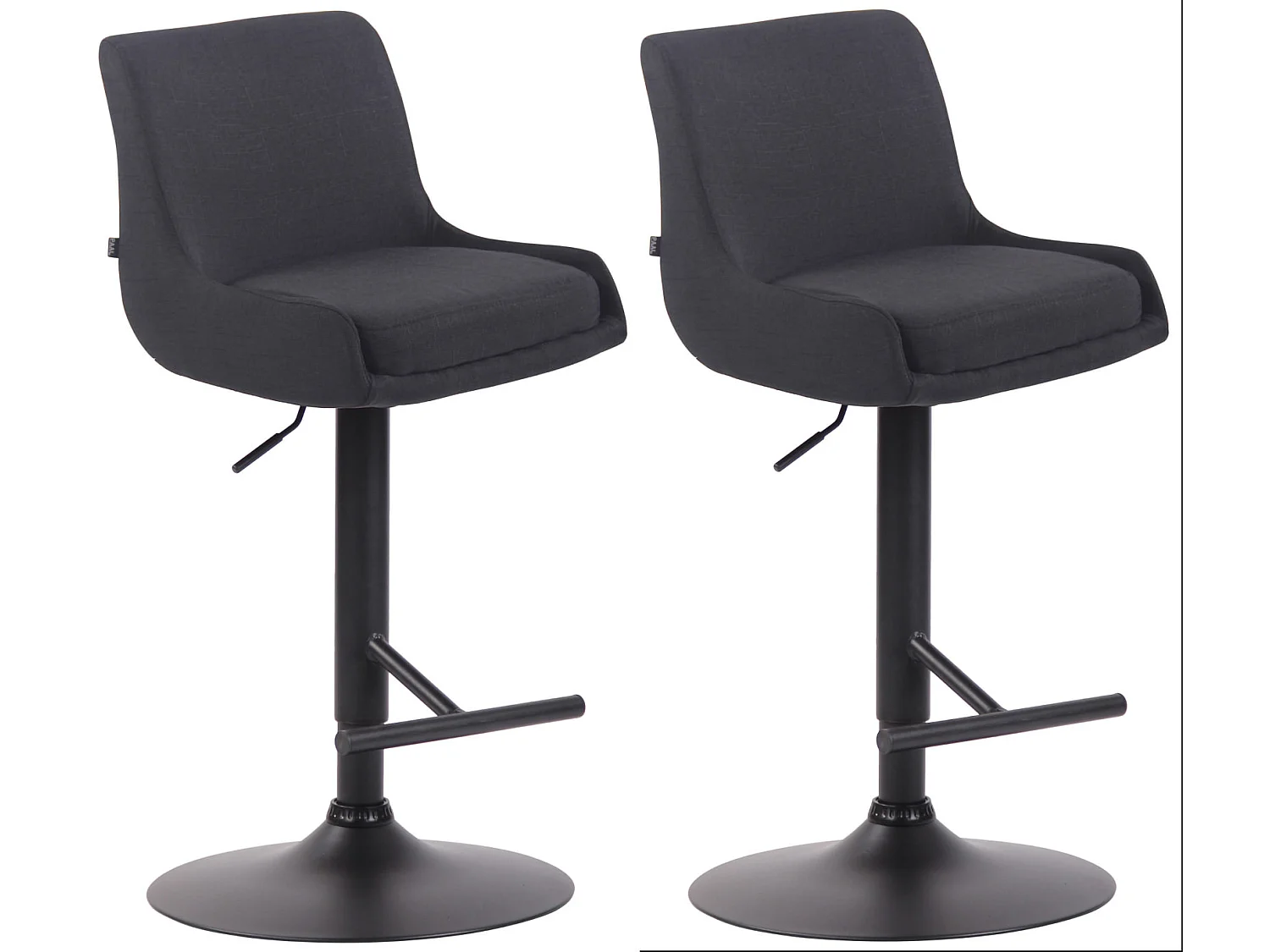 Lot de 2  Tabouret de bar - Tissu & Métal - Noir - Club