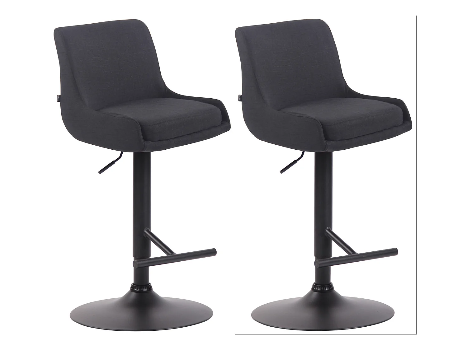 Lot de 2  Tabouret de bar - Tissu & Métal - Noir - Club