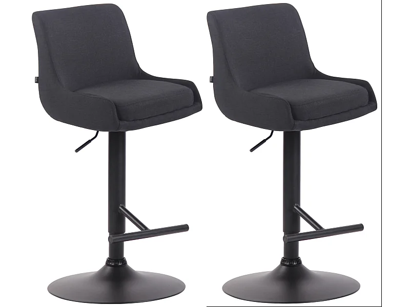 Lot de 2  Tabouret de bar - Tissu & Métal - Noir - Club