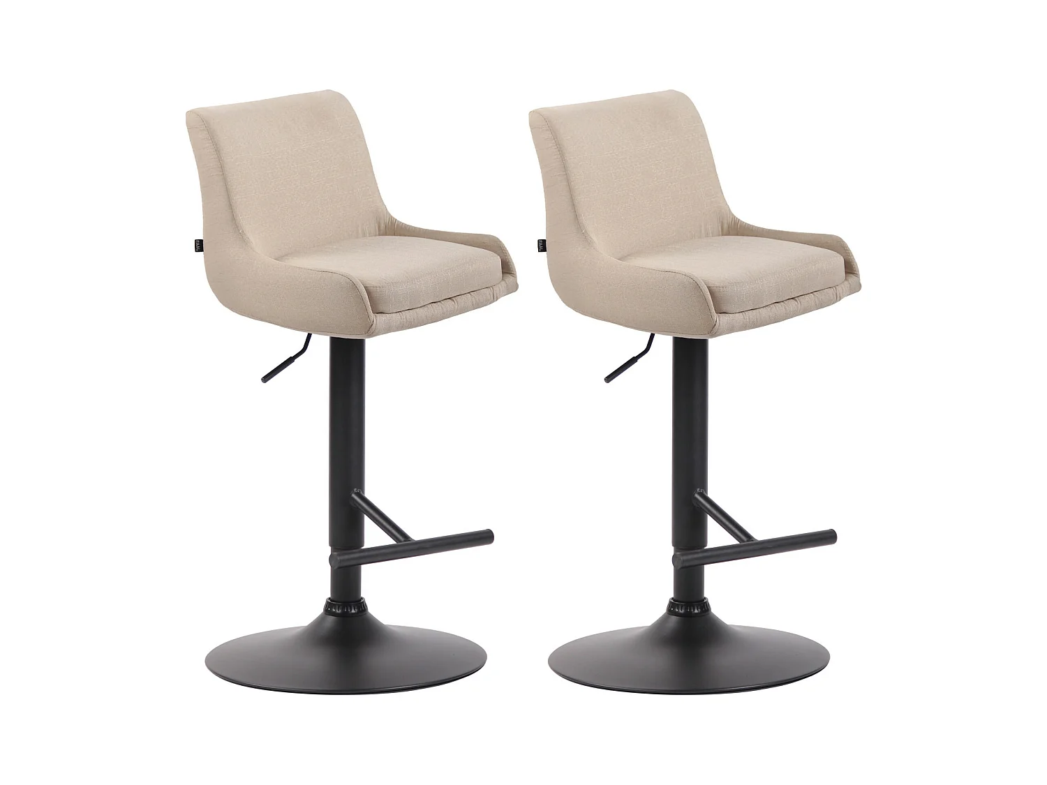 Lot de 2  Tabouret de bar - Tissu & Métal - Crème - Club