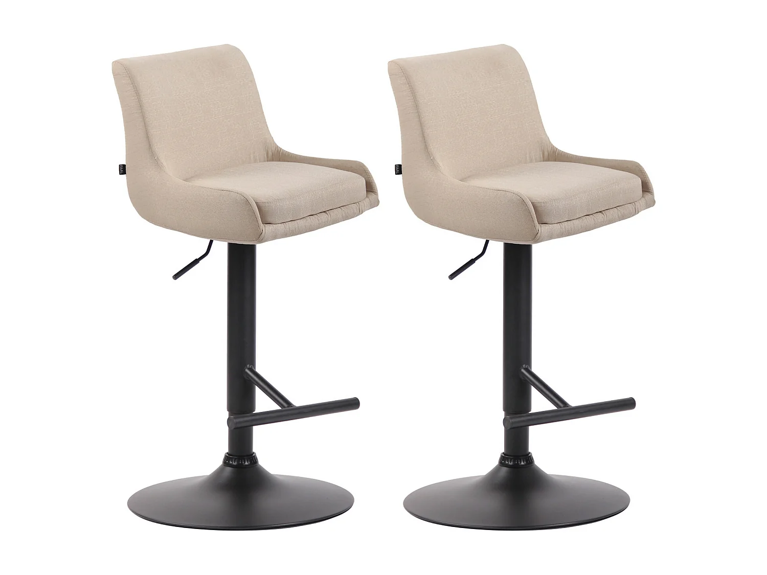 Lot de 2  Tabouret de bar - Tissu & Métal - Crème - Club