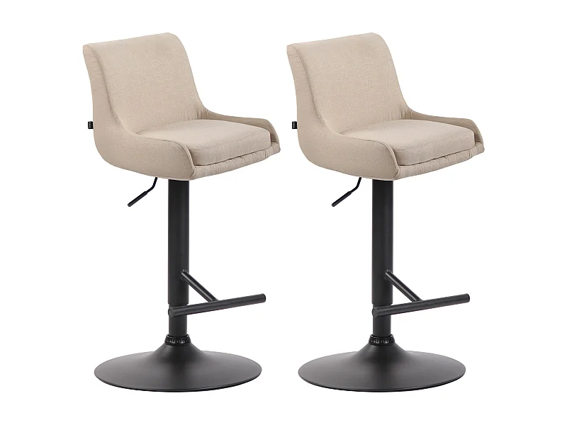 Lot de 2  Tabouret de bar - Tissu & Métal - Crème - Club