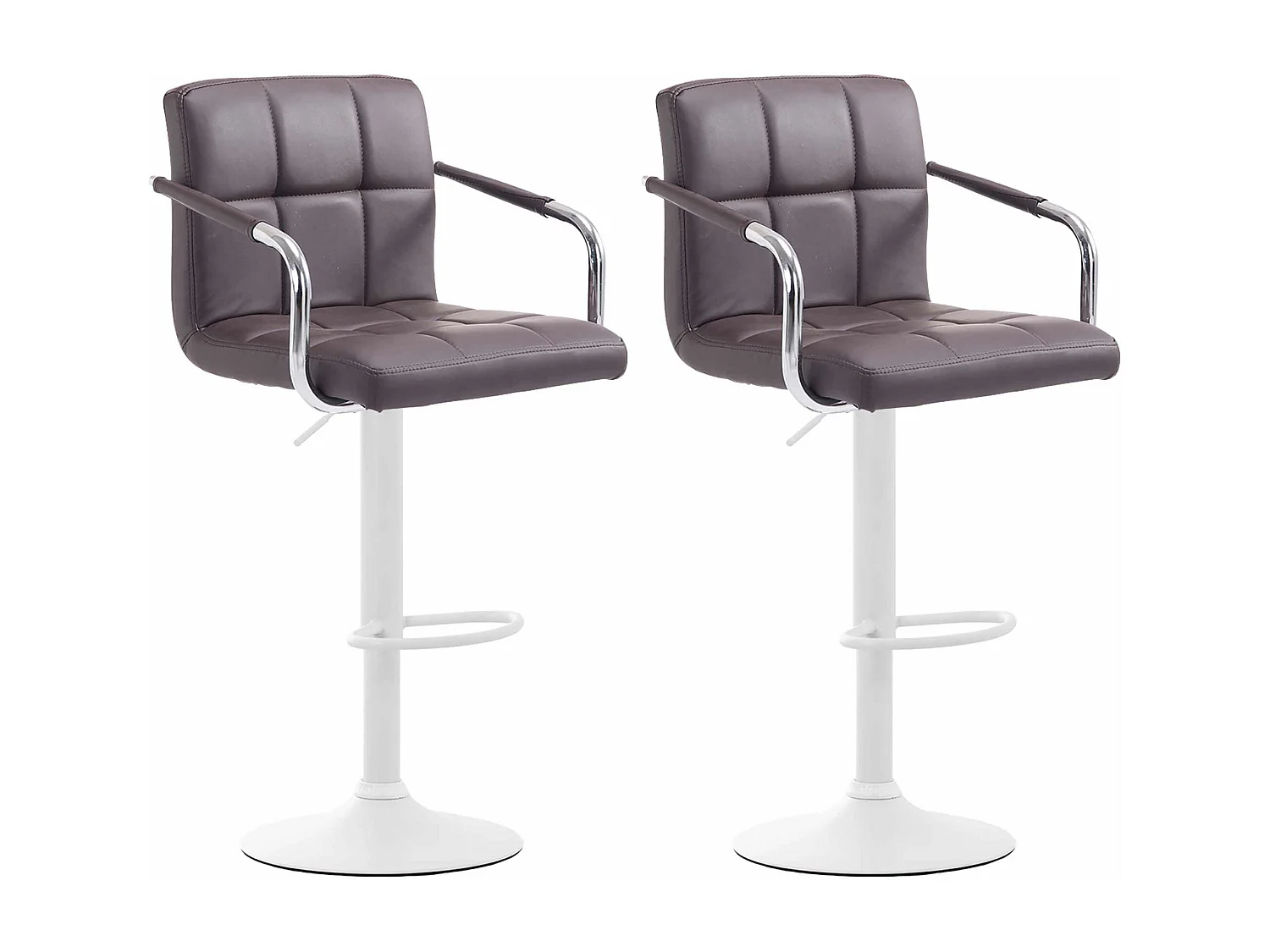 Lot de 2  Tabouret de bar - Similicuir & Métal - Marron - Lucy V2