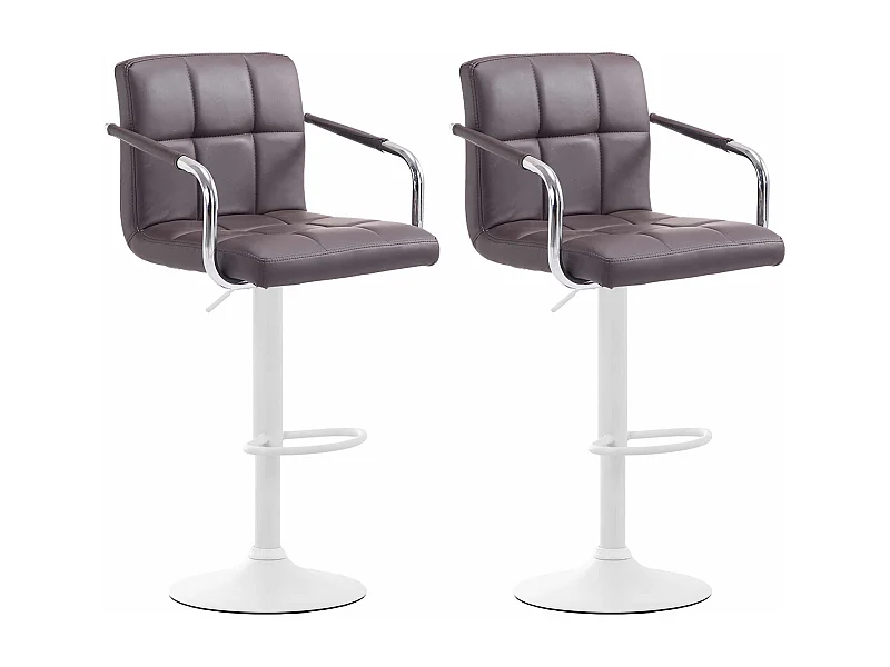 Lot de 2  Tabouret de bar - Similicuir & Métal - Marron - Lucy V2