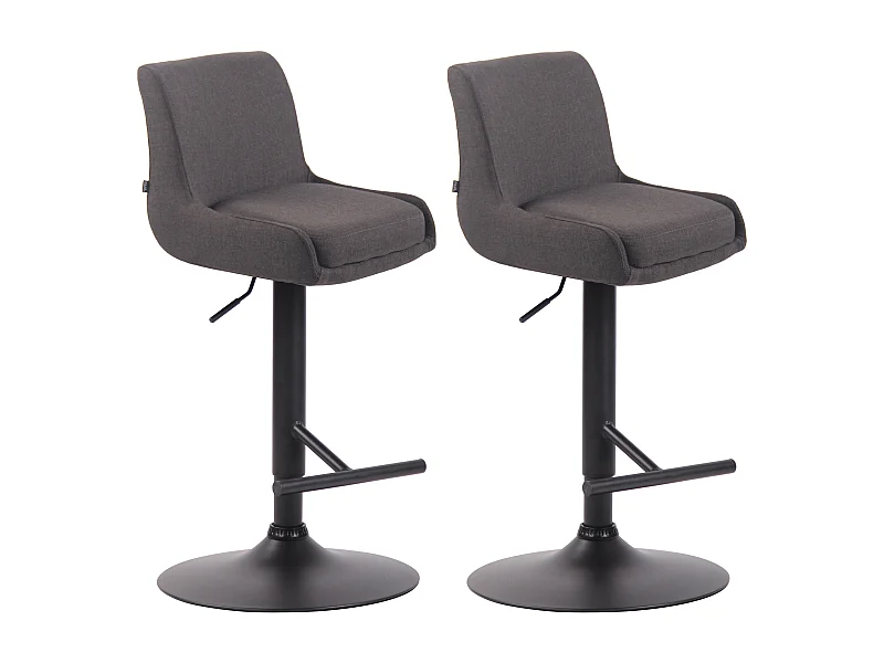Lot de 2  Tabouret de bar - Tissu & Métal - Gris foncé - Club