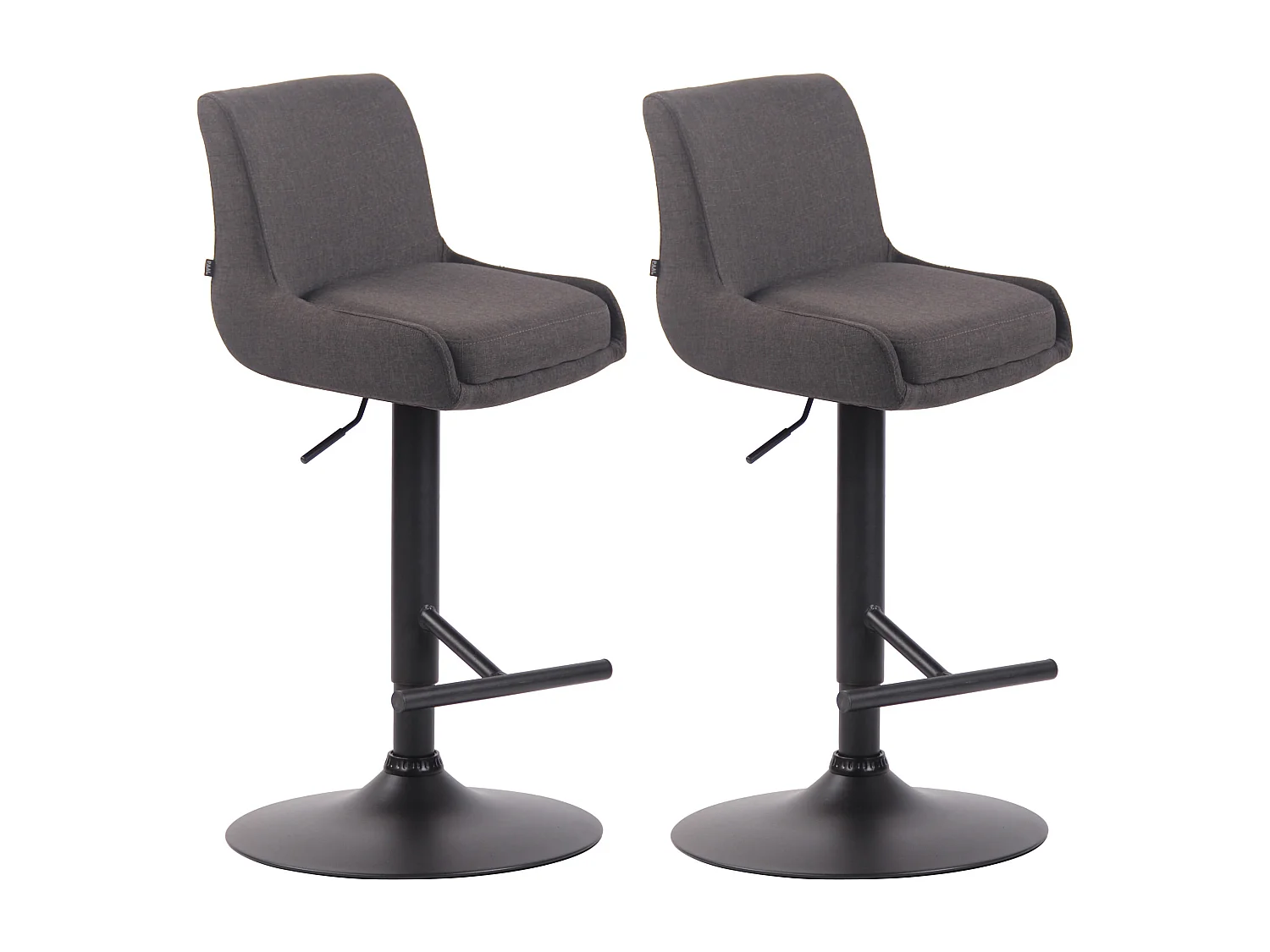 Lot de 2  Tabouret de bar - Tissu & Métal - Gris foncé - Club
