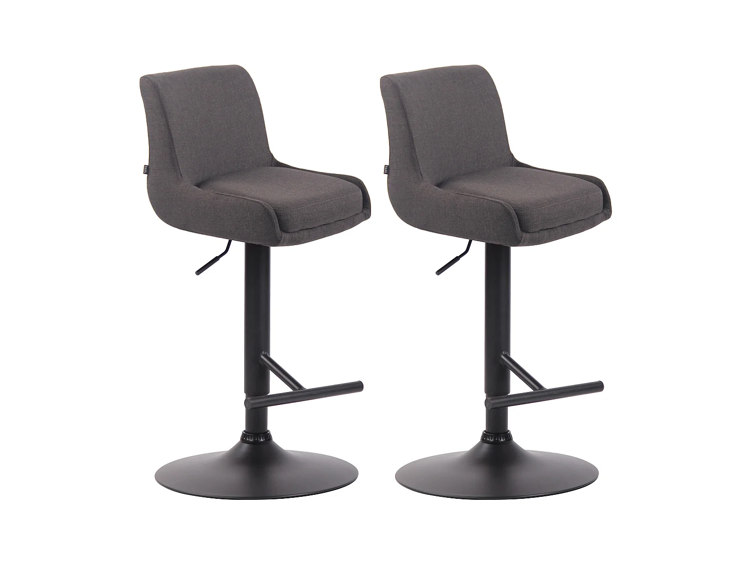 Lot de 2  Tabouret de bar - Tissu & Métal - Gris foncé - Club