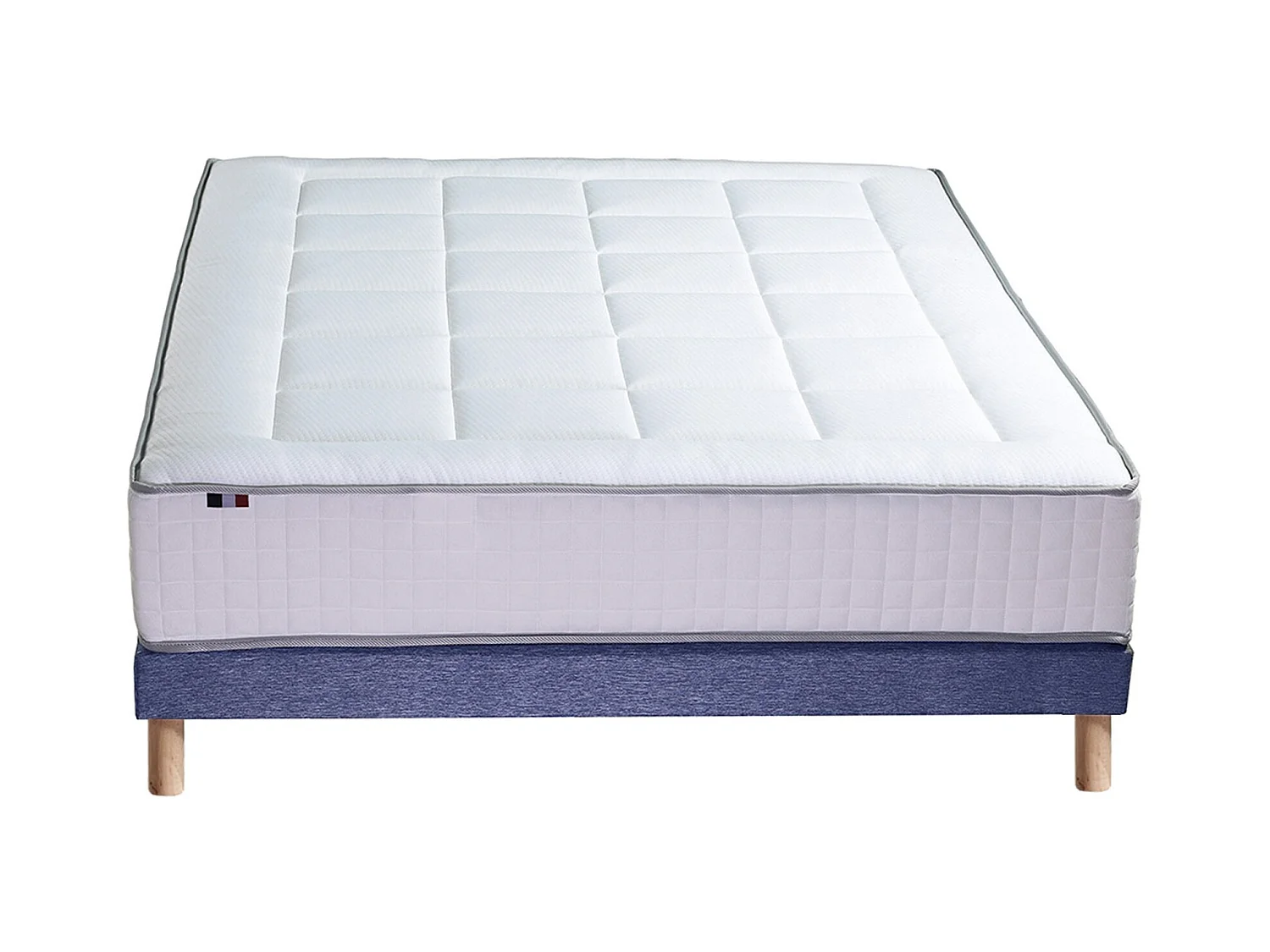 Ensemble matelas ressorts 7 zones BELLAGIO 2, mémoire de forme et sommier Dimensions - 140 x 190 cm, Sommier - Bleu denim