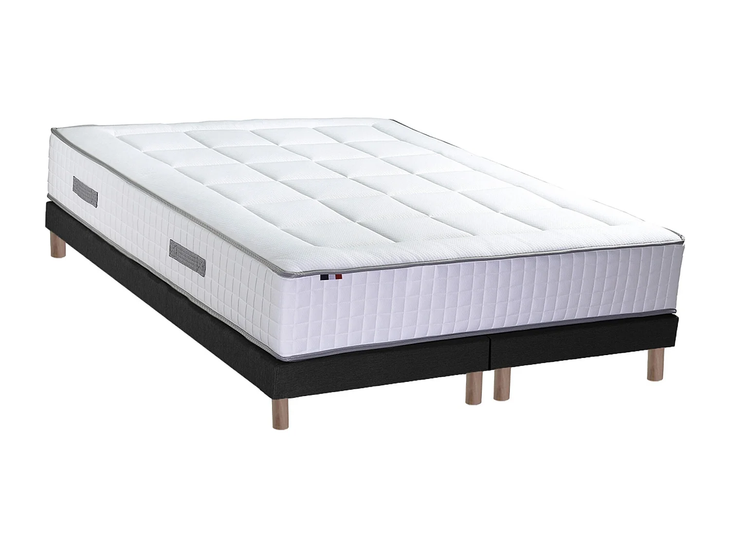 Ensemble matelas ressorts 7 zones BELLAGIO 2, mémoire de forme et sommier Dimensions - 2x90 x 200 cm, Sommier - Noir