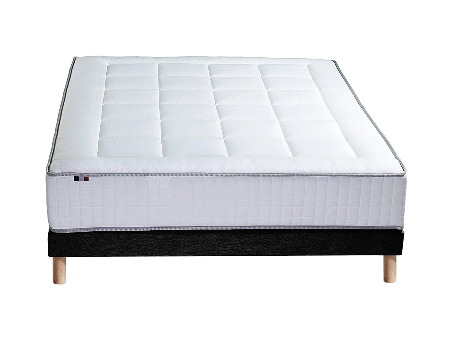 Ensemble matelas ressorts 7 zones BELLAGIO 2, mémoire de forme et sommier Dimensions - 140 x 190 cm, Sommier - Noir