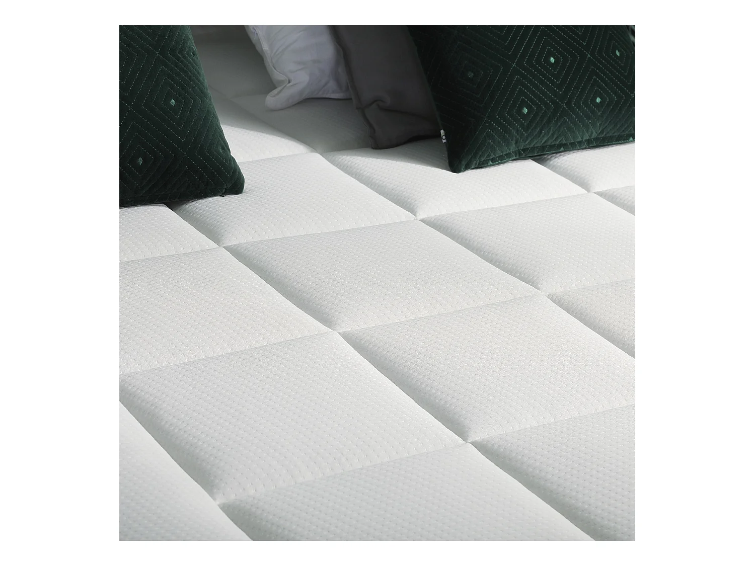 Ensemble matelas Ressort 7 zones + sommier + oreiller + couette - FABRICATION FRANCAISE Dimensions - 2x80 x 200 cm, Sommier - Bleu denim