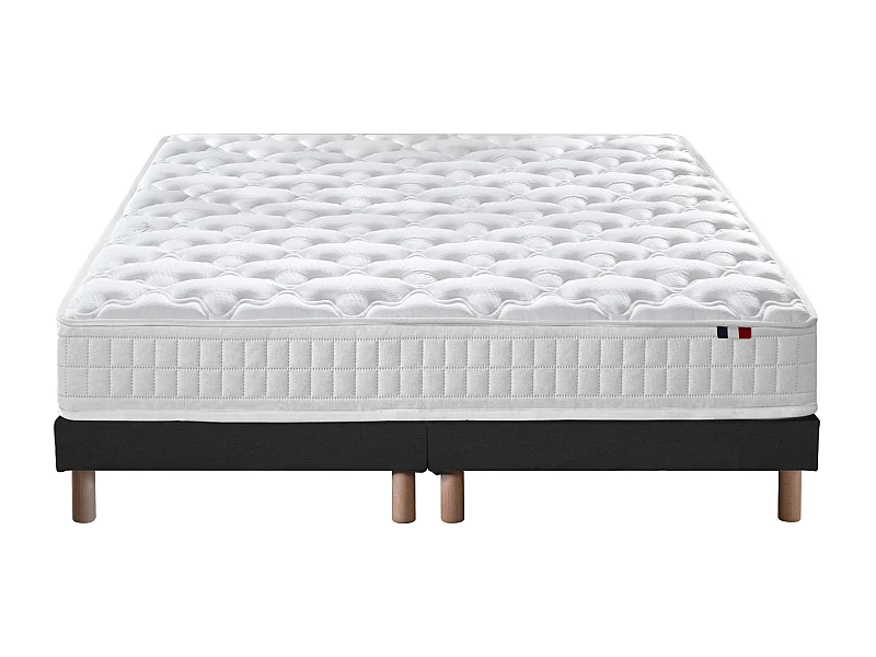 Pack literie ASTRE, matelas à ressorts et sommier en bois massif Dimensions - 2x80 x 200 cm, Sommier - Noir