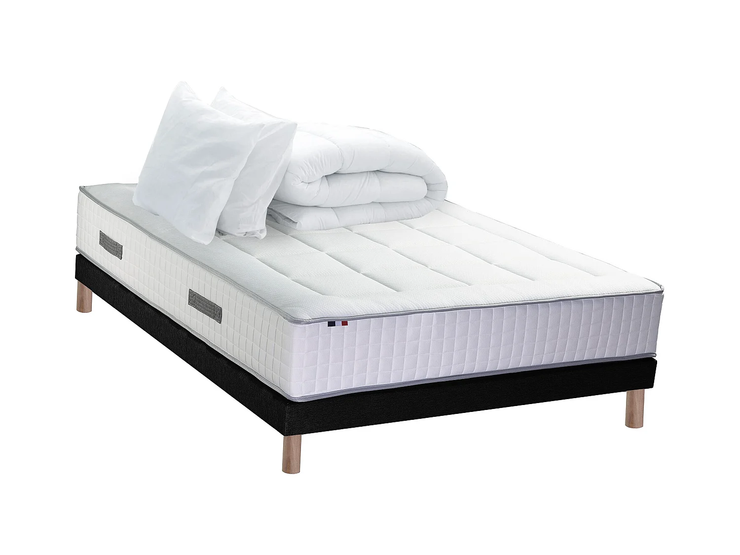 Ensemble BELLAGIO 2, matelas mémoire de forme, sommier et couette Dimensions - 140 x 190 cm, Sommier - Noir